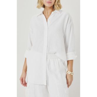 Splendid Stella Linen Button-Up Shirt in White at Nordstrom, Size X-Small