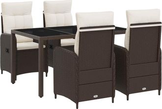vidaXL Juego De Comedor Para Exteriores 5 Uds. Marr&oacute;n Y Crema Blanca Vidaxl