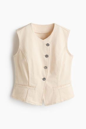 H&M Hammered-button Twill Waistcoat in Cream at Nordstrom, Size Xx-Large