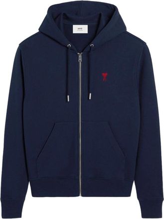 Ami Donkerblauwe Hoodie - Heren - Vesten met rits - Blauw - L - Hoodies & sweatvesten
