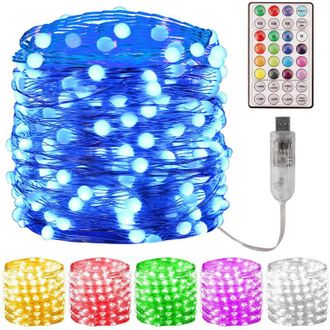 OEM Guirnalda De Luces De Hadas De 12 M Con Control Remoto, Colores Rgb, 100 Bombillas Led, Luces De Cable De Cobre, Decoraci&oacute;n Interior Y Exterior Para N