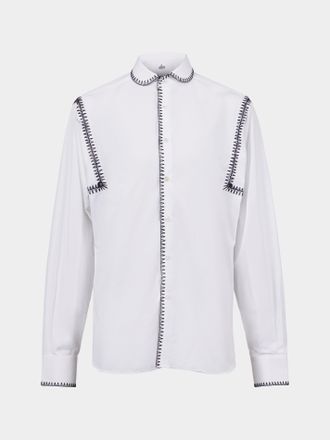 S&eacute;bline Marocaine Hand-Embroidered Cotton Shirt Size: L/XL