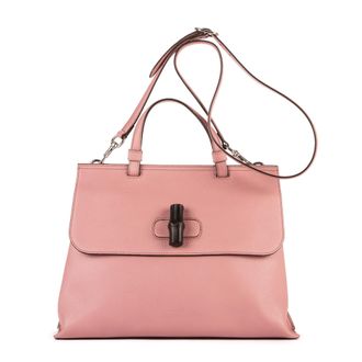Gucci Pre-owned Womens Medium Bamboo Daily Top Handle Shoulder Bag - Pink - One Size