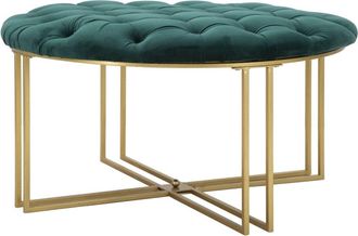 Mauro Ferretti Puf de metal dorado y tela verde ø 90x49 cm