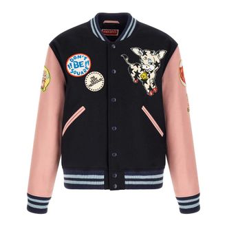 Kenzo Bomber Jackets, male, Multicolor, Size: L Badges Embroidered Varsity Jacket