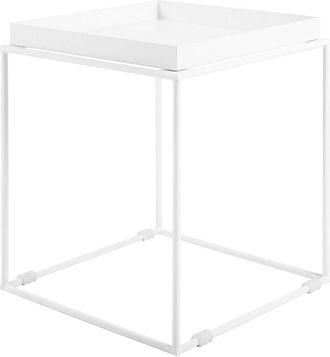 Beliani Mesa Auxiliar De Metal Blanco 50 X 40 X 40 Cm Decorativa Industrial Saxon