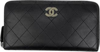 Chanel Pre-owned Matelasse Long wallet (bi-fold) - Dames - Vintage Accessoires - Zwart - ONE Size - Leer - Vintage