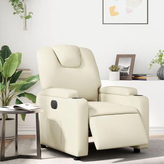 vidaXL Vidaxl - Sill&oacute;n Reclinable El&eacute;ctrico De Cuero Sint&eacute;tico Crema