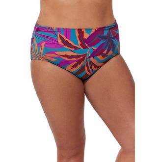Gottex Plantopia Plus Size Shirred High Waist Swim Bottom