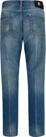 Versace Mens Straight-Leg Denim Jeans Medium Blue Cotton