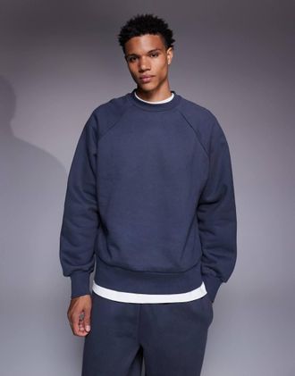 Asos Felpa premium oversize pesante 650 gsm blu navy
