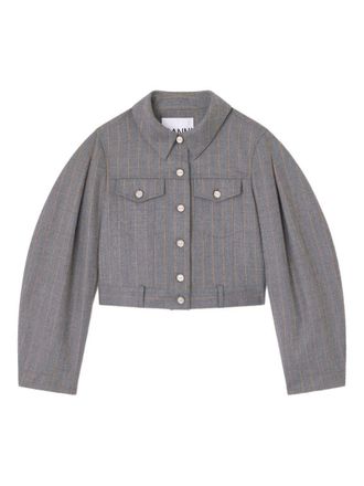 Ganni Grey Pinstriped Jacket