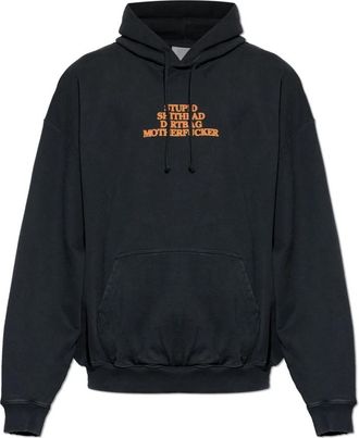 VETEMENTS Printed Sweatshirt - Heren - Hoodies - Zwart - M - Katoen - Hoodies & sweatvesten