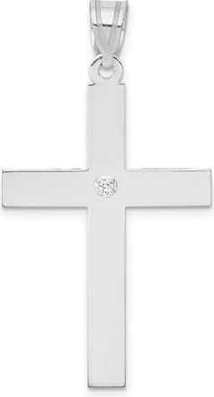 Diamond2Deal 14k White Gold.02 carat Diamond Cross Pendant