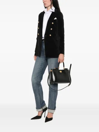 Circolo 1901 Double-Breasted Velvet Blazer - Black