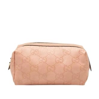 Gucci Pre-owned Embossed Leather Pouch - Dames - Pre-owned - Roze - Maat: ONE Size Leer
