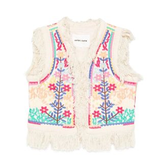 Antik Batik Antik Batik, Vests, female, Multicolor, Size: S Rainbow Embroidered Vest