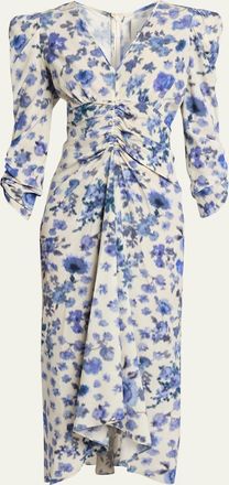 Isabel Marant Albini Long Printed Stretch Silk Dress