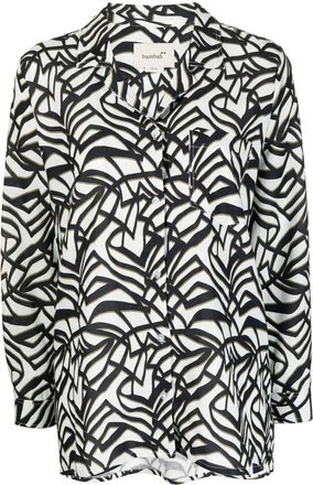 Bambah geometric-print pocket shirt - women - Cotton/Linen/Flax - S - Black