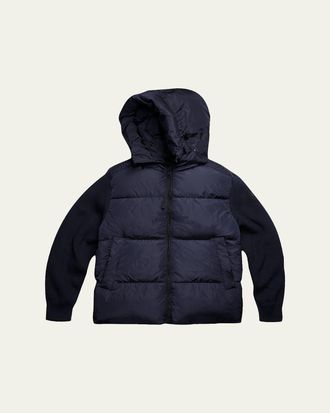 Canada Goose Mens HyBridge Wool-Knit Nylon Down Hooded Jacket