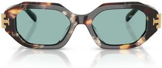 Tory Burch 51mm Irregular Sunglasses in Wavy Tortoise /Petrol Green at Nordstrom