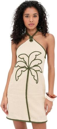 Farm Rio Womens Sand Coconut Sleeveless Mini Dress, Sand