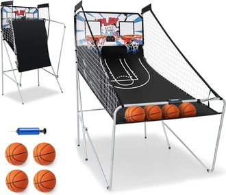 Costway Costway - Juego De Canastas Plegable M&aacute;quina De Baloncesto Juguete Contador Y Marcador Electr&oacute;nico Con Soporete Red Cesta De Baloncesto 4 Baloncestos
