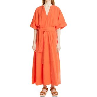 Vince Cuff Sleeve Belted Dress in Burnt Orchid at Nordstrom Rack, Size X-Small