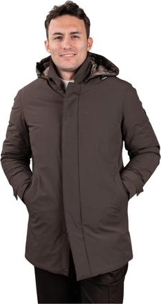 H&egrave;SKIMO Gewatteerde Trenchcoat - Heren - Dons jassen - Bruin - L - Nylon - Jassen