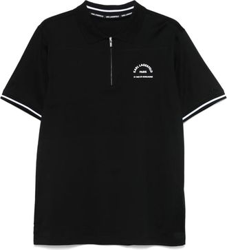 Karl Lagerfeld Polo in cotone con ricamo logo - Nero