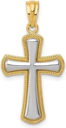 Diamond2Deal 14k Yellow Gold Rhodium Polished Cross Pendant