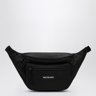 Balenciaga Explorer black nylon belt bag with logo