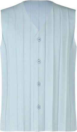 Homme Plissé Issey Miyake Gilet plissettato con bottoni - Blu