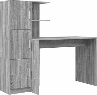 vidaXL Vidaxl - Escritorio con almacenamiento con estante 2 pcs Gris sonoma