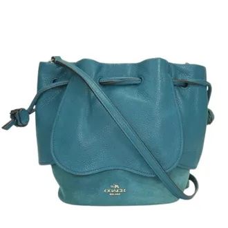 Coach Pre-owned Bucket Bags, female, Blue, Size: ONE SIZE Pre-owned Leather Suede Shoulder Bag