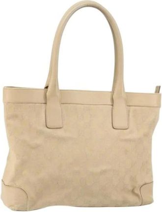 Gucci Pre-owned Tote Bags, female, Beige, Size: ONE SIZE Pre-owned Vintage Canvas Tote Bag