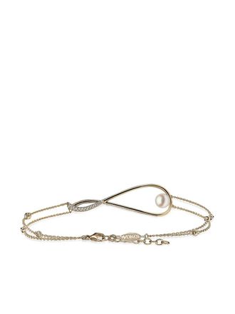 Yoko London 18kt yellow gold Sleek Akoya pearl and diamond bracelet - women - 18kt Yellow Gold/Diamond/Pearl - One Size
