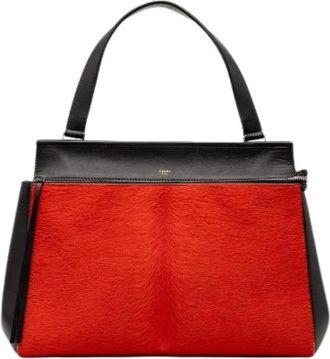 Celine Pre-owned Handbags, female, Red, Size: ONE SIZE Pre-owned Edge Medium Leather Calf Hair Tote Bag