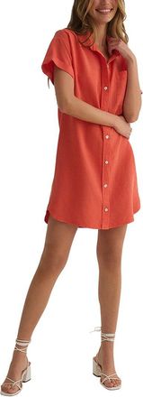 Bella Dahl Roll Sleeve Pocket Linen-Blend Shirtdress
