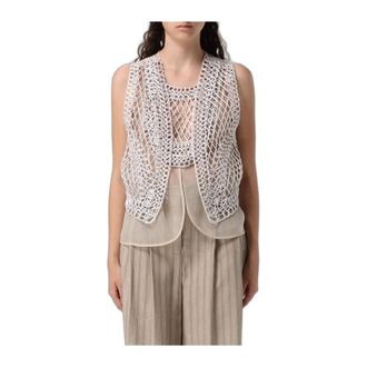Emporio Armani Gilet Sartoriale Modello Crochet - - Jackets - Donna - Beige - S