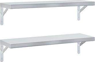 vidaXL Vidaxl - Estantes De Pared 2 Uds Acero Inoxidable Plateado 75x23,5 Cm