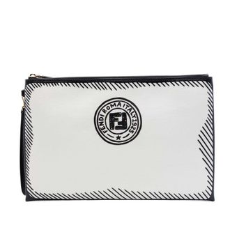 Fendi Pre-owned Fendi Joshua Vides Leather FF Logo Clutch Unisex MGG165EOUOZFA2KM