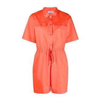 Paul Smith Playsuits, female, Orange, XS, Coral Red Stretch-Cotton Playsuit
