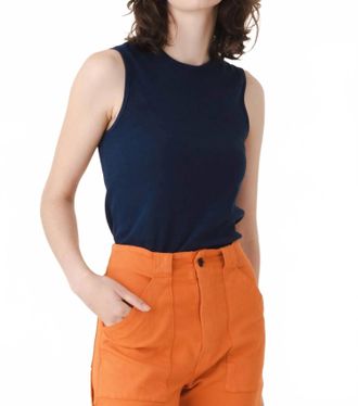 PRAIRIE UNDERGROUND Sleeveless Ribbed Crewneck Tee In Midnight Organic