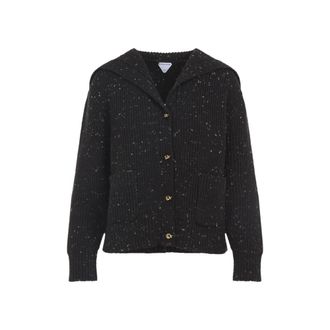 Bottega Veneta Dark Brown Wool English Rib Cardigan