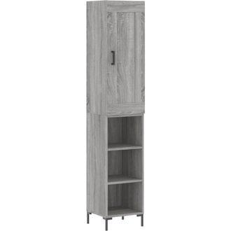vidaXL Vidaxl - Aparador Alto Madera Contrachapada Gris Sonoma 34,5x34x180 Cm