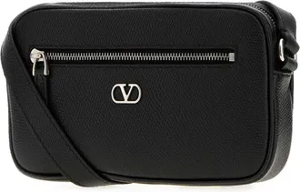Valentino Garavani Mens Black Leather Vlogo Signature Crossbody Bag Nero Clutch