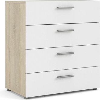 Dmora Cajonera Dmora con cuatro cajones, roble y color blanco brillante, 70 x 75,7 x 40,25 cm, con embalaje reforzado