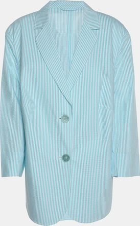 Basler Light Blue Stripe Cotton Blend Single Breasted Blazer