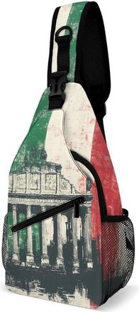 Generic Italian Flag Italy Mens Print Crossbody Large Sling Backpack Casual Chest Bag Gift for Traveling Hiking Workout